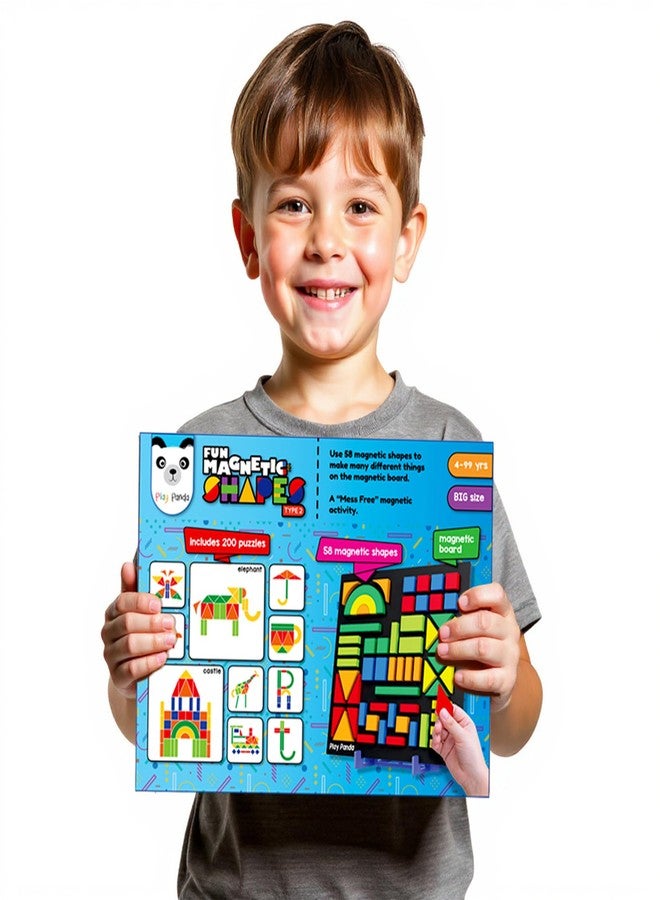 Play Panda Fun Magnetic Shapes Big Type 2 with 58 Magnetic Shapes, 200 Pattern Book, Magnetic Board and Display Stand - Image 2